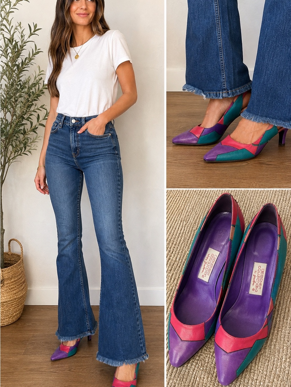 Vintage Italian Garolini color block Pumps
